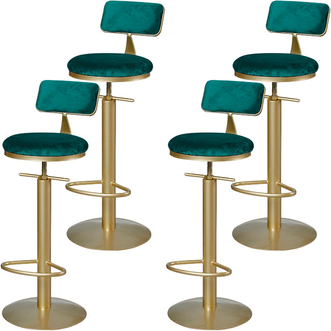 Low Back Bar Stools Adjustable Height Swivel Dining Stools with Metal Base