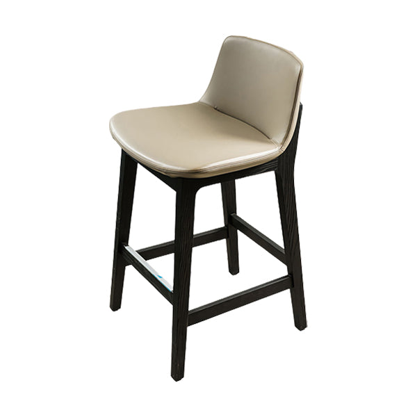 Scandinavian Solid Wood Bar Stool Backrest Counter Stool in Gray