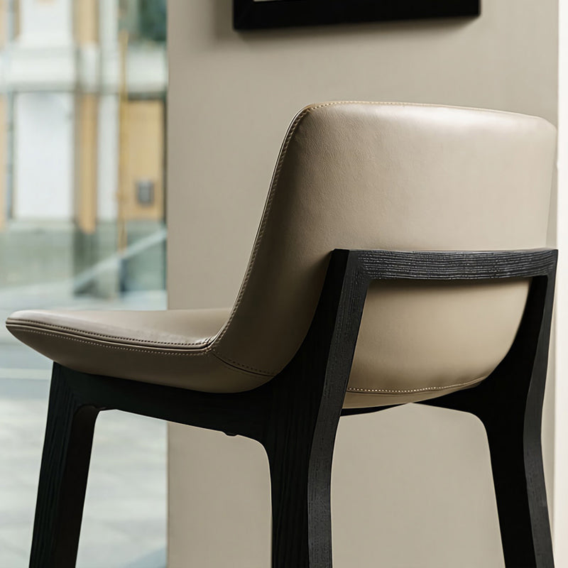 Scandinavian Solid Wood Bar Stool Backrest Counter Stool in Gray