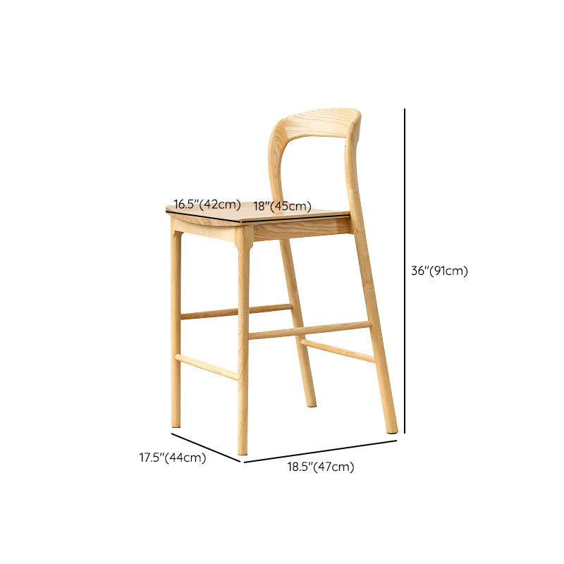 Industrial Style Counter Chair Solid Wood Footrest Counter Stool for Restaurant
