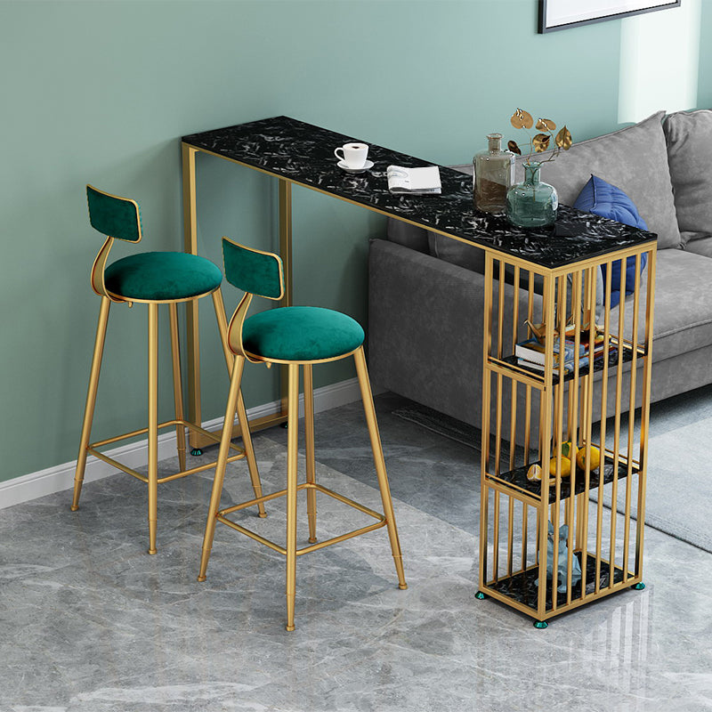 Glam Faux Marble Bar Dining Table Rectangle Bar Table for Dining Room