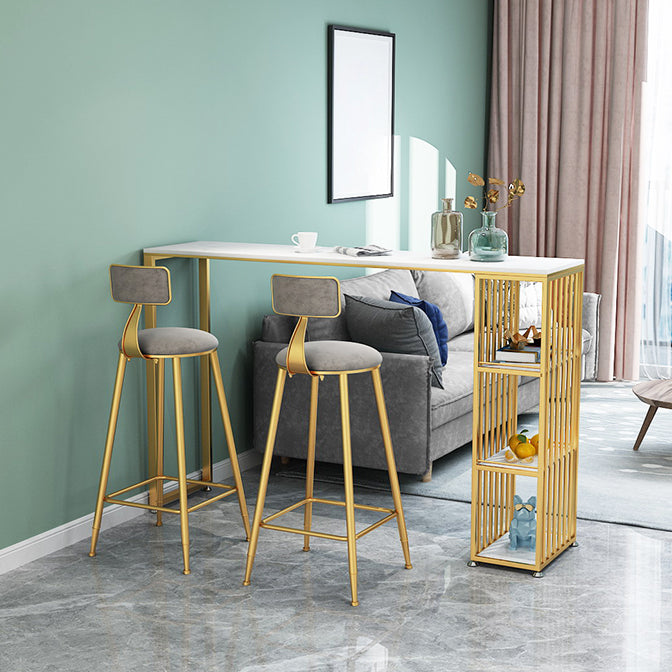 Glam Faux Marble Bar Dining Table Rectangle Bar Table for Dining Room