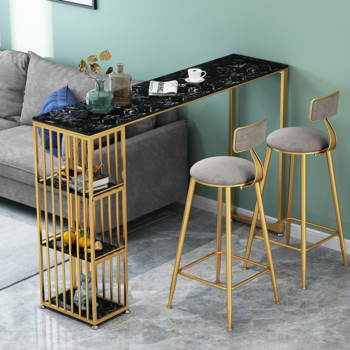 Glam Faux Marble Bar Dining Table Rectangle Bar Table for Dining Room