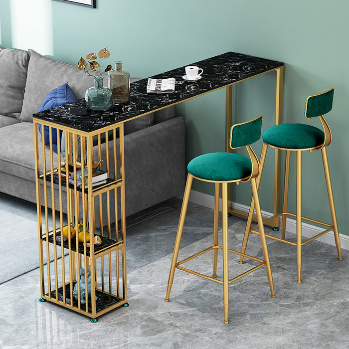 Glam Faux Marble Bar Dining Table Rectangle Bar Table for Dining Room