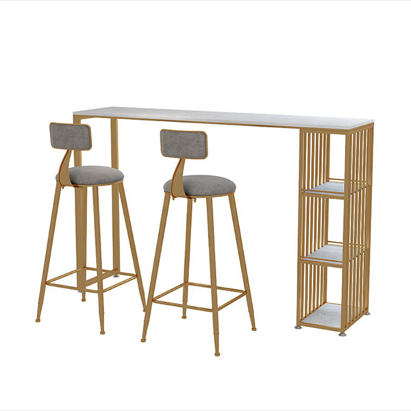 Glam Faux Marble Bar Dining Table Rectangle Bar Table for Dining Room