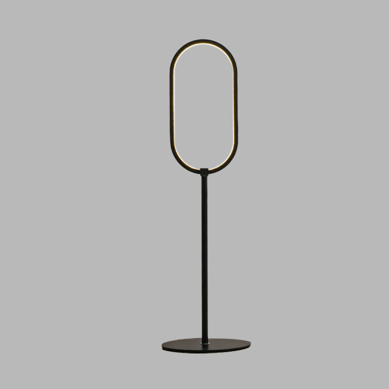 Luz de mesa de hierro de anillo ovalado lámpara de lectura de acabado negro led simple para sala de estudio para sala de estudio