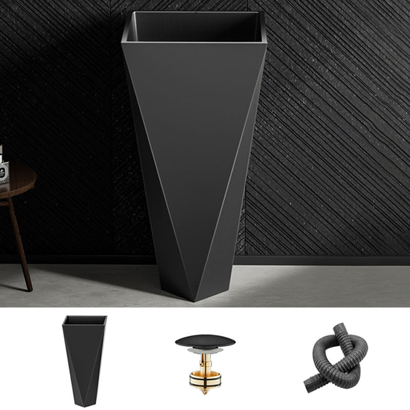 Modern Bathroom Sink with Pop-Up Drain Metal Rectangular Pedestal Bathroom Sink