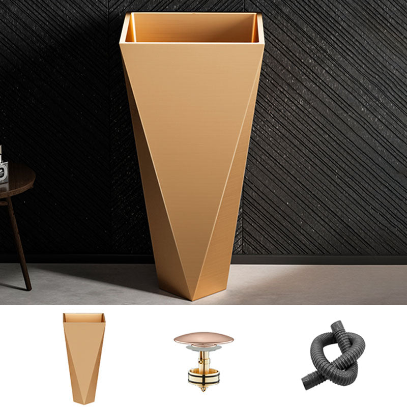 Modern Bathroom Sink with Pop-Up Drain Metal Rectangular Pedestal Bathroom Sink