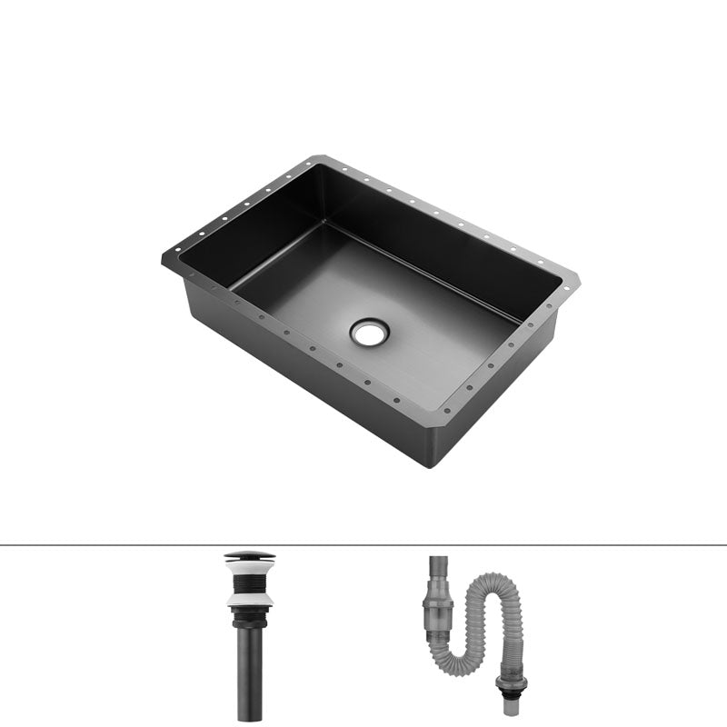 Modern Black Basin Sink Stainless Steel Rectangular Undermount Bathroom Sink