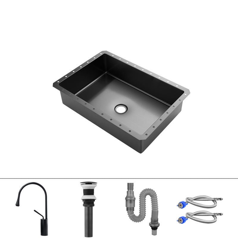 Modern Black Basin Sink Stainless Steel Rectangular Undermount Bathroom Sink