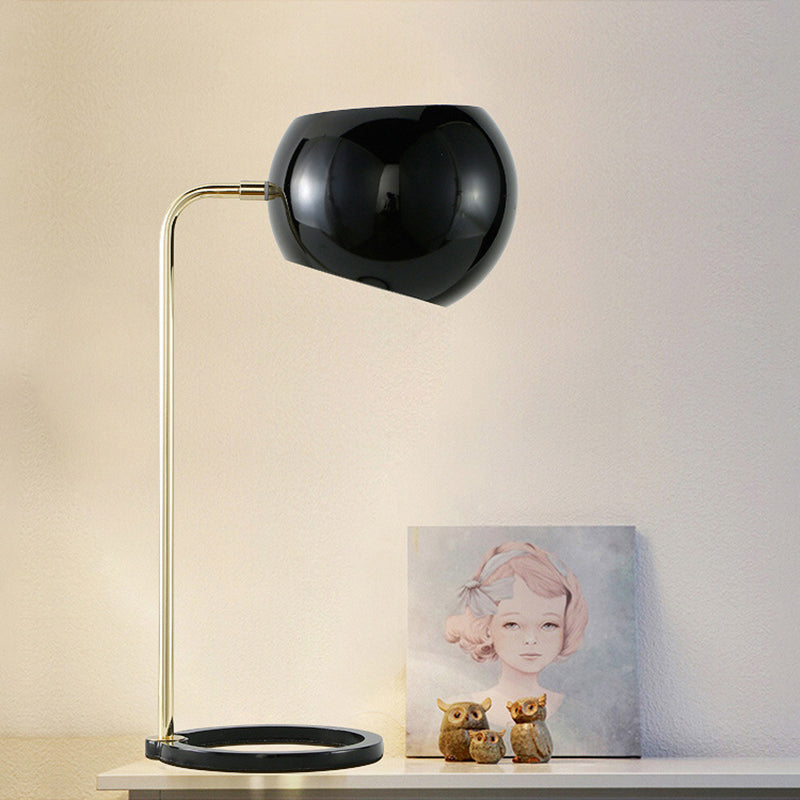 Lámpara de escritorio enchufable para sala de estar con 1 cabezal de hierro, lámpara de mesa geométrica nórdica moderna en negro
