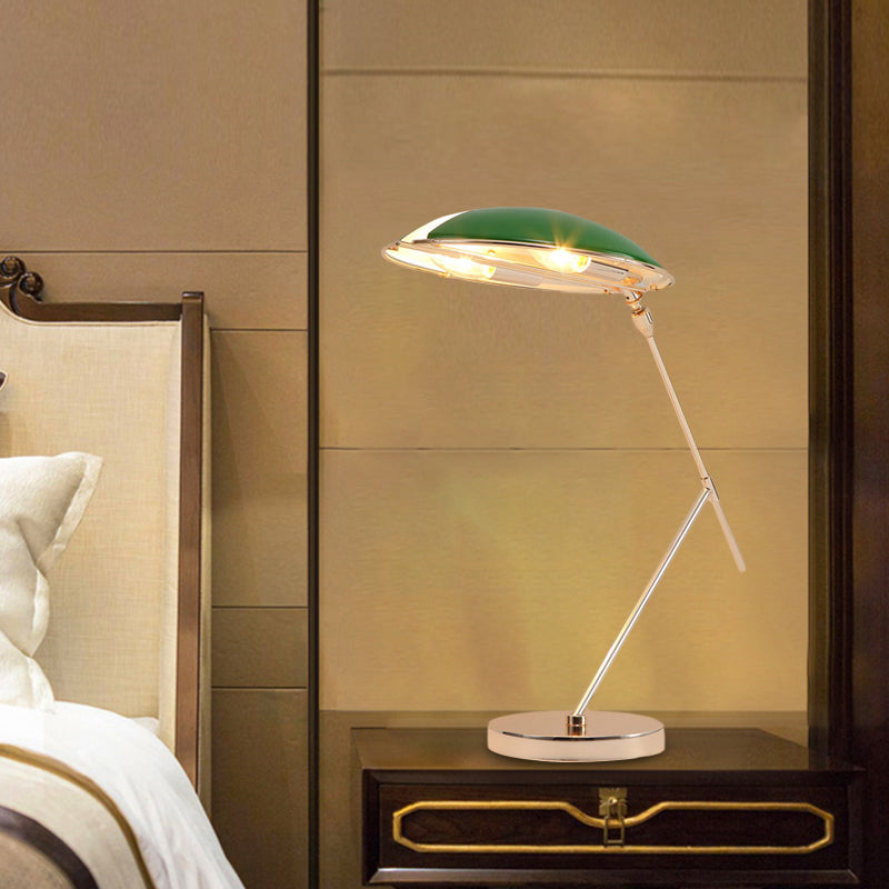 Metal Flat Dome Reading Light Light Modern de 2 bombas Lámpara de mesa verde con cable enchufable