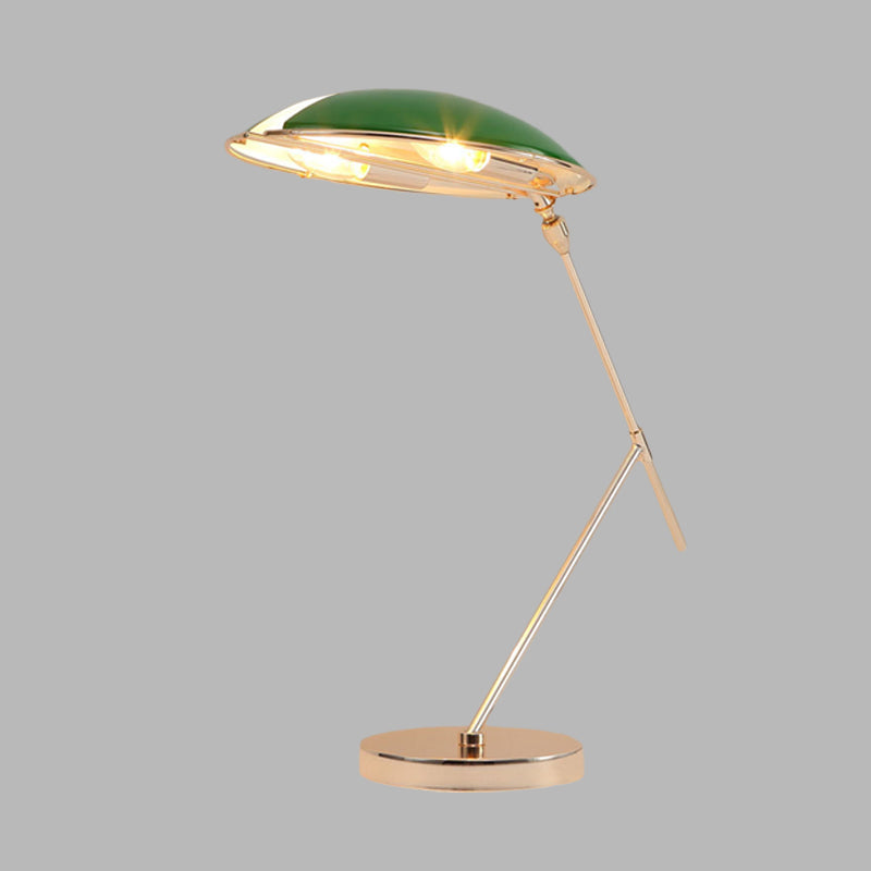 Metal Flat Dome Reading Light Light Modern de 2 bombas Lámpara de mesa verde con cable enchufable