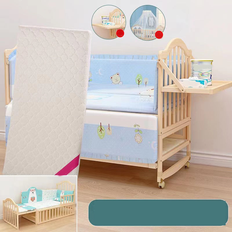 Solid Wood Convertible Crib Simple Crib with Adjustable Height