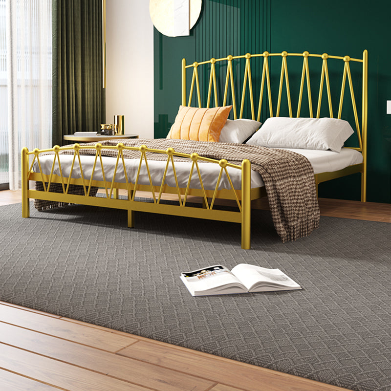 Glam Solid Color Open-Frame Bed Metal Open-Frame Bed with Metal Legs