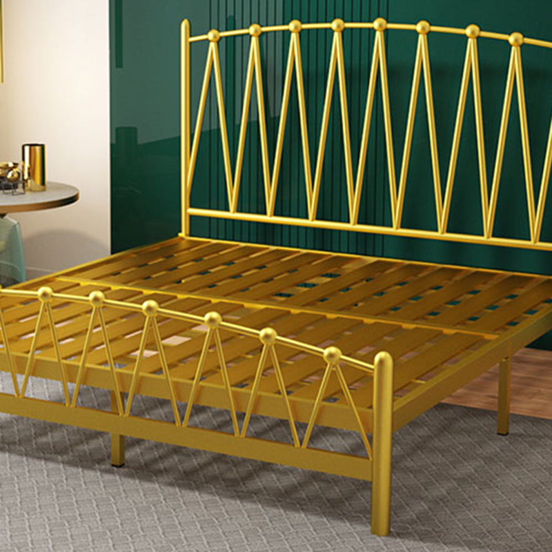 Glam Solid Color Open-Frame Bed Metal Open-Frame Bed with Metal Legs