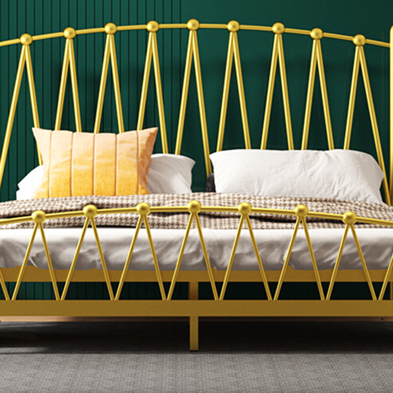 Glam Solid Color Open-Frame Bed Metal Open-Frame Bed with Metal Legs