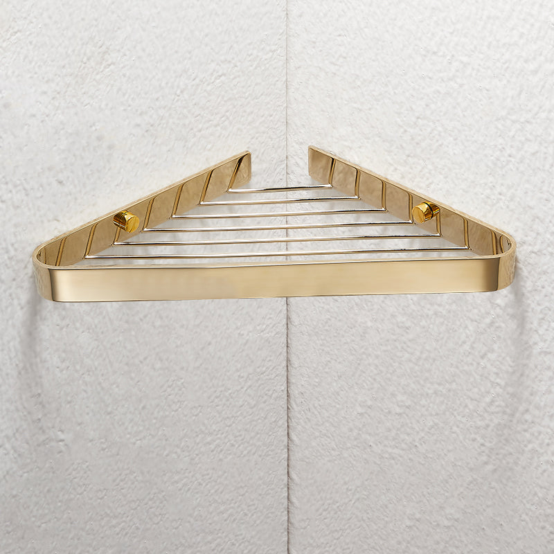 2-Piece Modern Bathroom Accessory Set, Polished Chrome/Gold, Bath Shelf