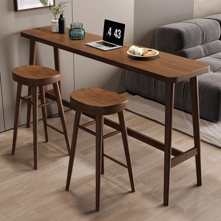 Modern Counter Height Pub Set 1/2/3 Pcs Solid Wood Bar Table and Stools in Brown