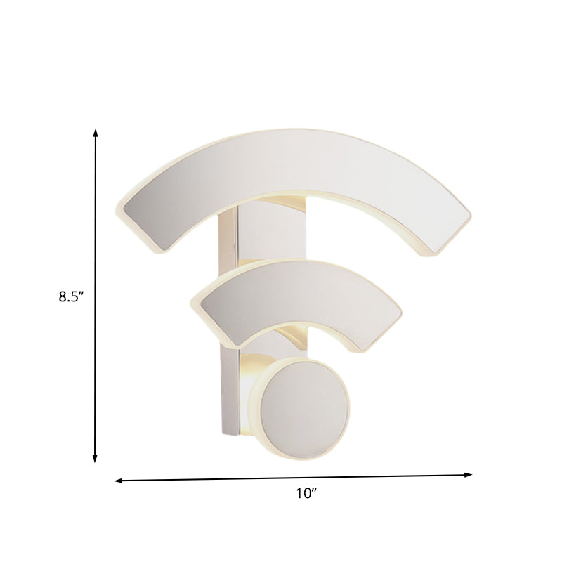 Wifi Logo Sconce Light Fixture Modernist Acrylic LED White Wall Mounted Lamp in Warm/White Light for Bedroom