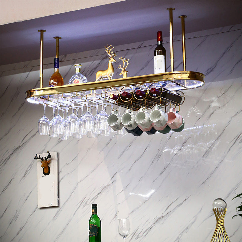 Stainless Steel Wine Holder Rack Modern Hanging Wine Rack Holder in Gold