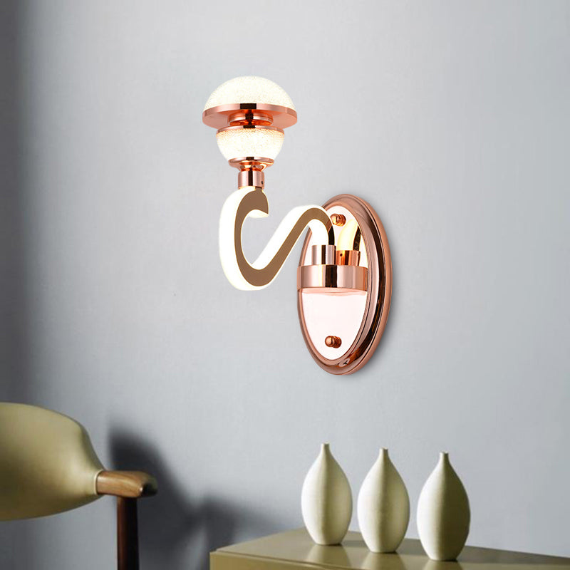 Metal Urn Wall Sconce Lighting Contemporary LED Wall Lamp Fixture in Rose Gold with Twisted Arm