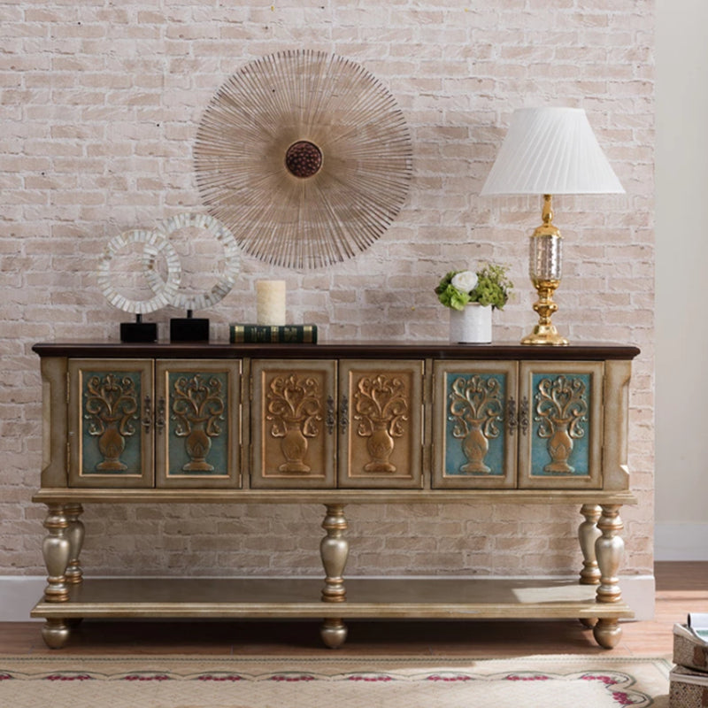 36.6" Tall Wood 3- Door Accent Cabinet, Industrial Cabinet, Distressed Wood