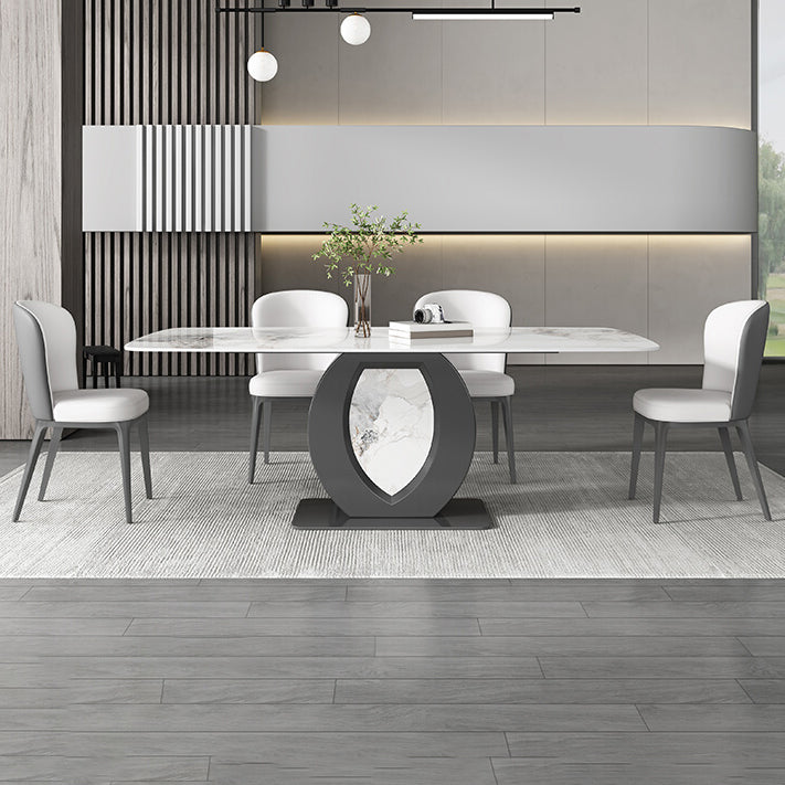 Contemporary 1/4/5/6/7 Pieces Dining Room Table Rectangle Stone Furniture in White