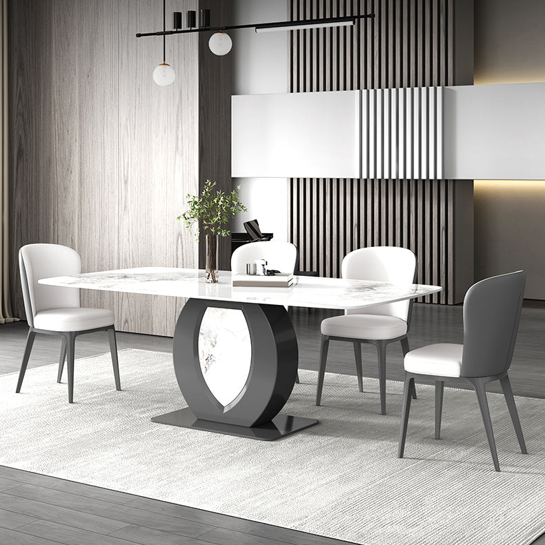 Contemporary 1/4/5/6/7 Pieces Dining Room Table Rectangle Stone Furniture in White