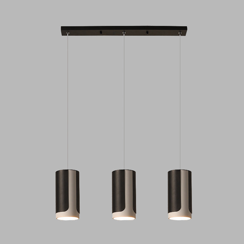 Black Finish Cylindrical Suspension Light Modernist 3-Light Metallic Cluster Pendant Lamp