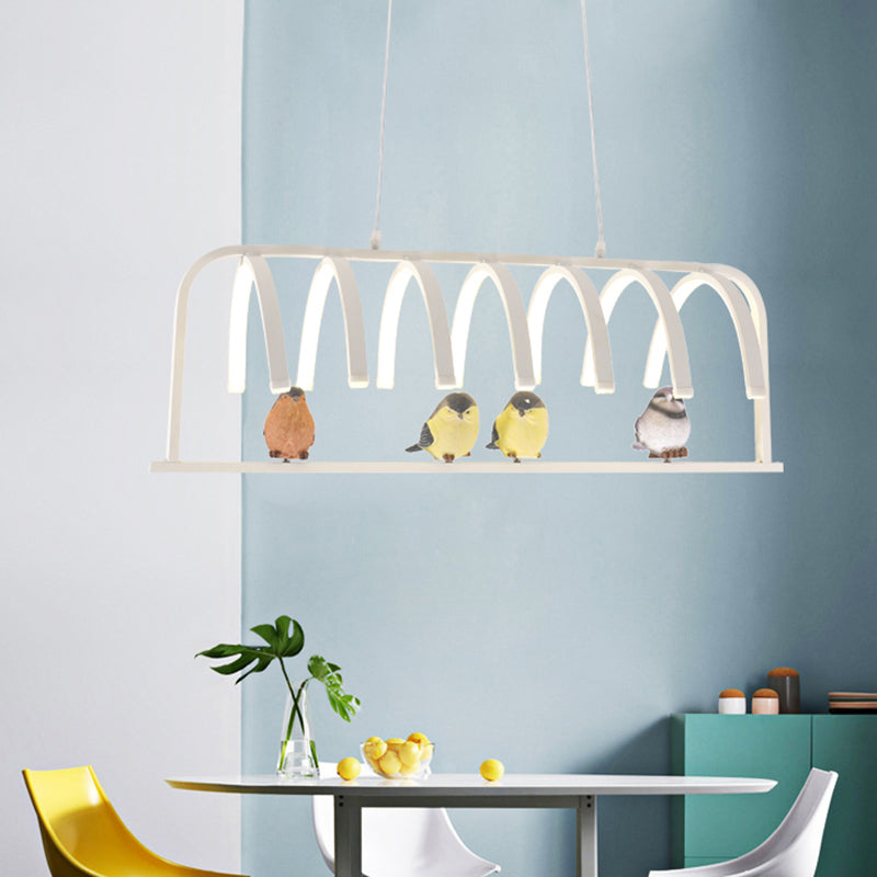Gebogene Acrylhängeler -Kronleuchter Moderne LED LED Pendellampe in warm/weiß/natürliches Licht mit Vögeln Dekor