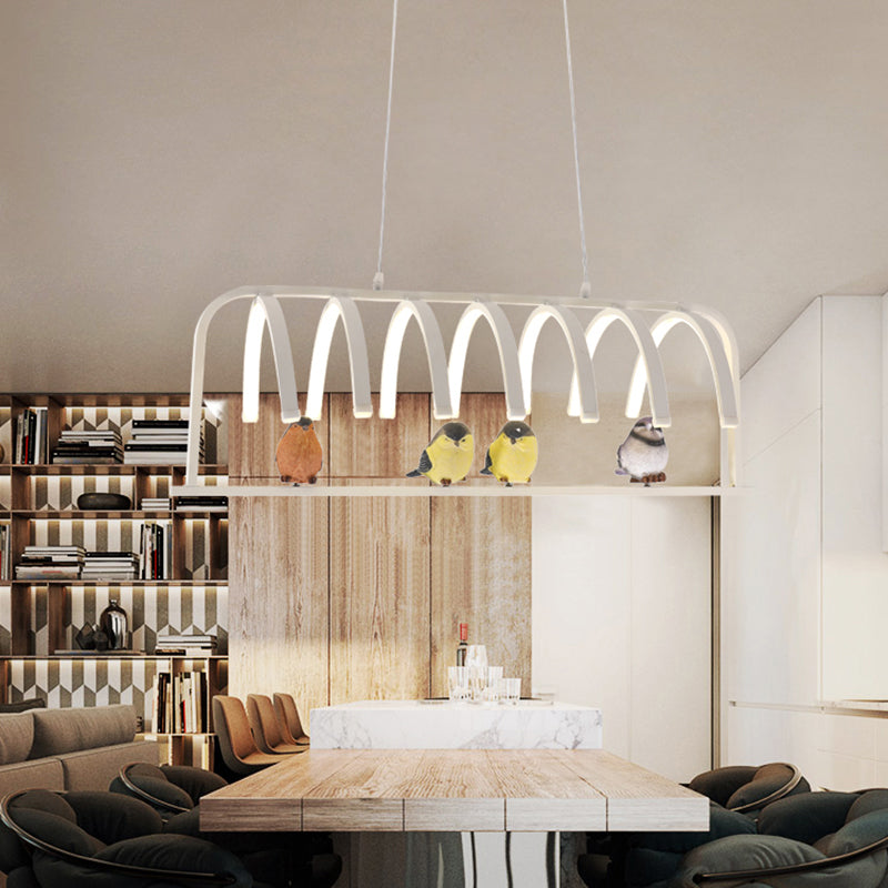Gebogene Acrylhängeler -Kronleuchter Moderne LED LED Pendellampe in warm/weiß/natürliches Licht mit Vögeln Dekor
