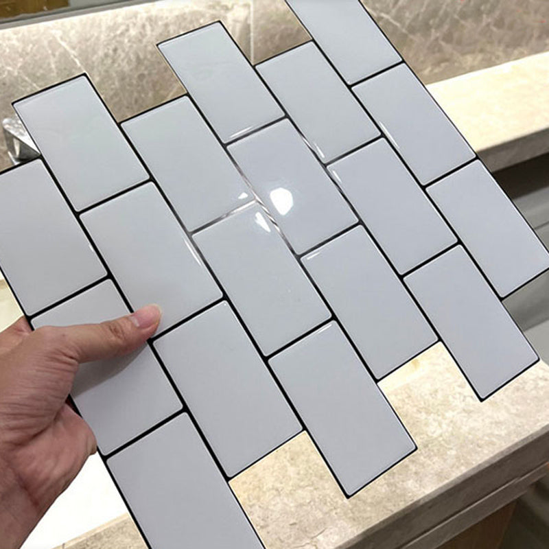 White Subway Tile Water-resistant PVC Peel & Stick Tile for Backsplash Wall