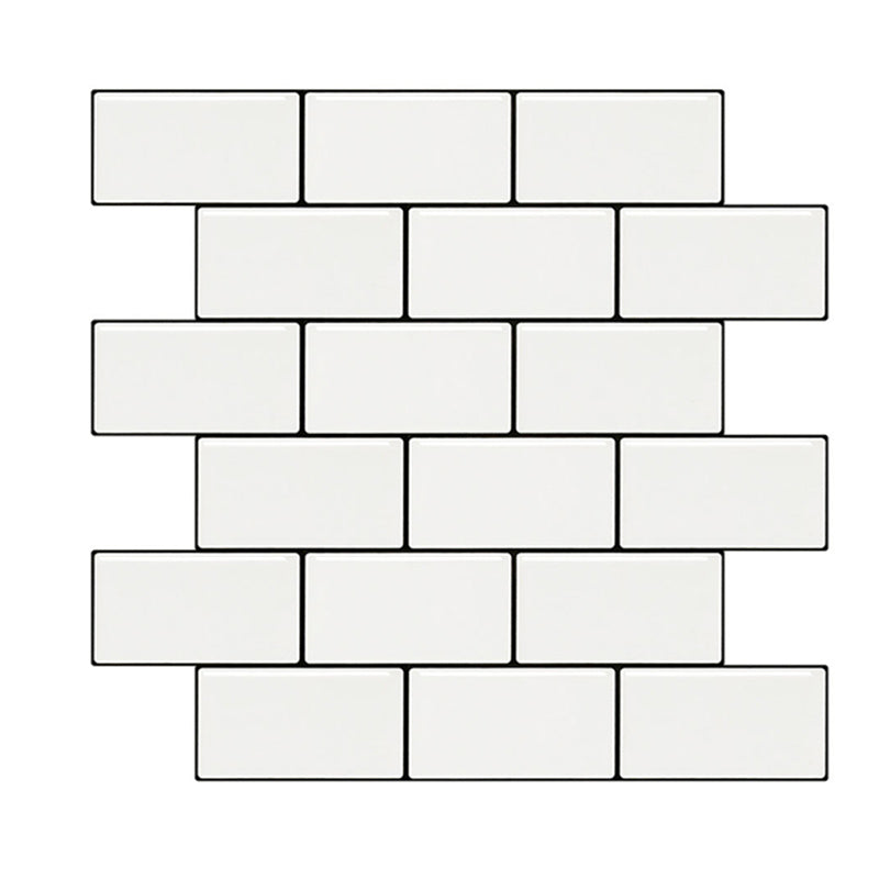 White Subway Tile Water-resistant PVC Peel & Stick Tile for Backsplash Wall