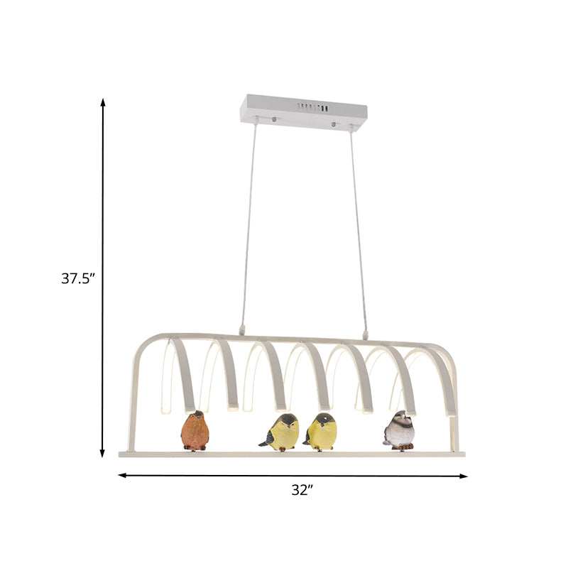 Gebogene Acrylhängeler -Kronleuchter Moderne LED LED Pendellampe in warm/weiß/natürliches Licht mit Vögeln Dekor