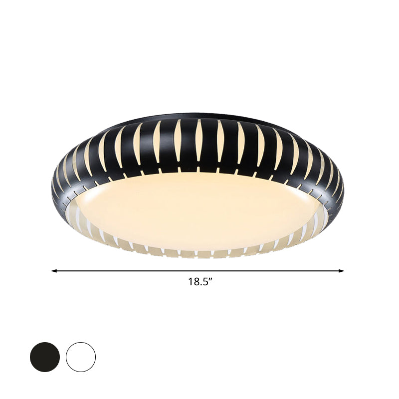Iluminación empotrada en forma de donut de metal, accesorio de montaje empotrado LED blanco/negro contemporáneo con diseño hueco en luz blanca/cálida/de 3 colores
