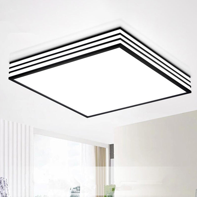 Kaskadierte quadratische Einbauleuchte aus nordischem Metall mit LED-Deckeneinbau in Weiß und Schwarz in warmem/weißem/3-Farben-Licht