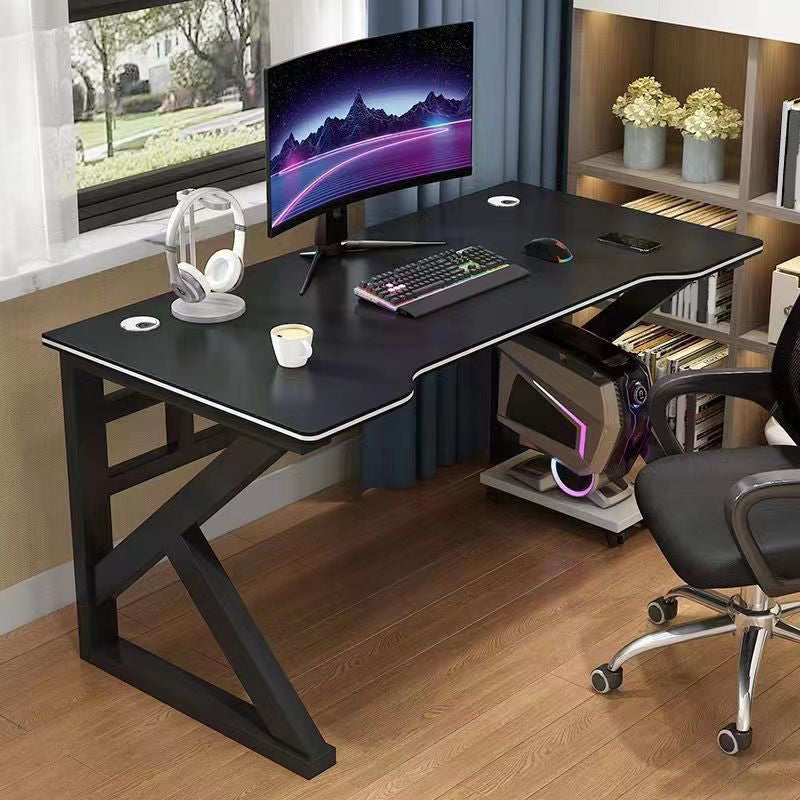 Contemporary Gaming Desk Antique Finish Wooden Office Desk with Metal Legs