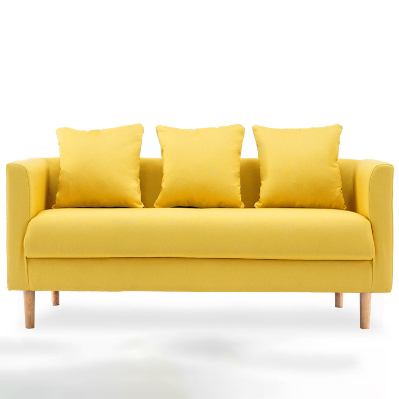 3-Seater Single Cushion Sofa Scandinavian Linen Sofa with 3 Pillows