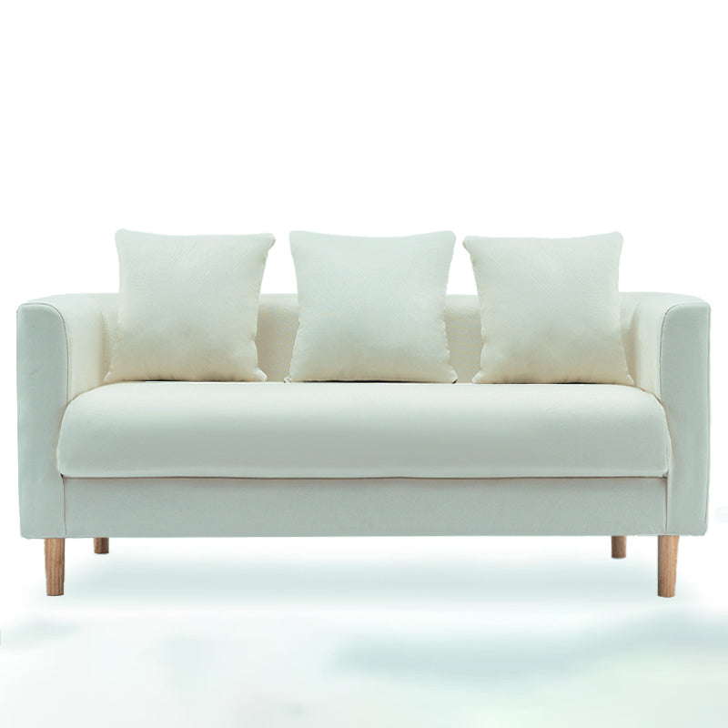 3-Seater Single Cushion Sofa Scandinavian Linen Sofa with 3 Pillows
