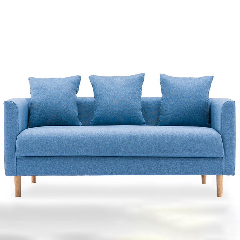 3-Seater Single Cushion Sofa Scandinavian Linen Sofa with 3 Pillows