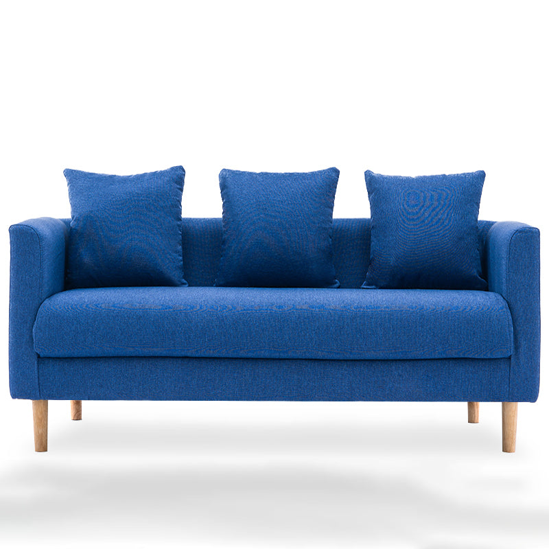3-Seater Single Cushion Sofa Scandinavian Linen Sofa with 3 Pillows