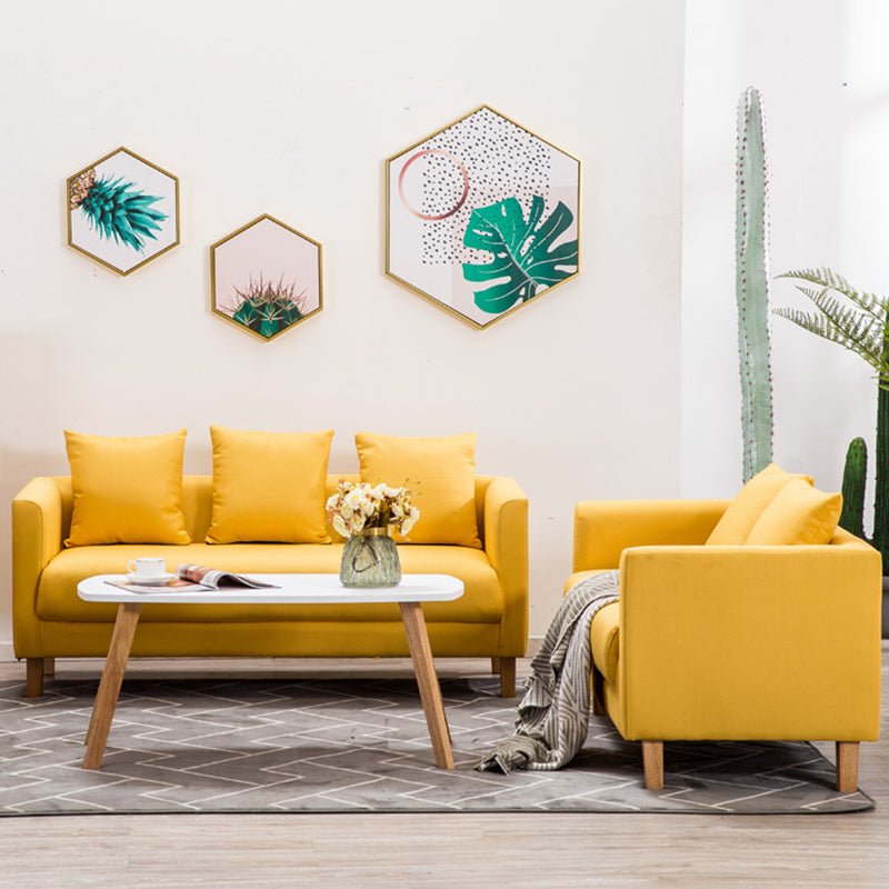 3-Seater Single Cushion Sofa Scandinavian Linen Sofa with 3 Pillows