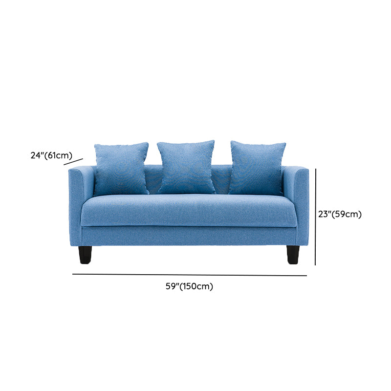 3-Seater Single Cushion Sofa Scandinavian Linen Sofa with 3 Pillows