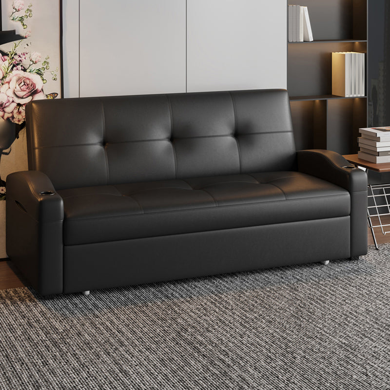 Scandinavian Convertible Sofas Black Tufted Back Sleeper Sofa