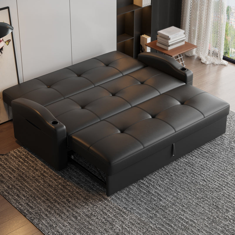 Scandinavian Convertible Sofas Black Tufted Back Sleeper Sofa