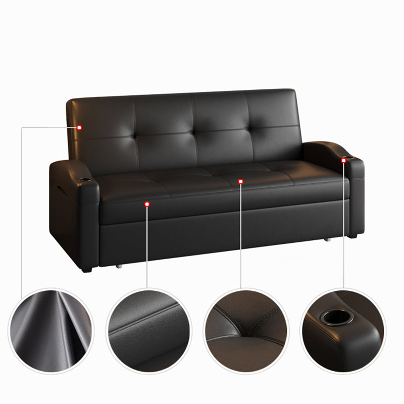 Scandinavian Convertible Sofas Black Tufted Back Sleeper Sofa