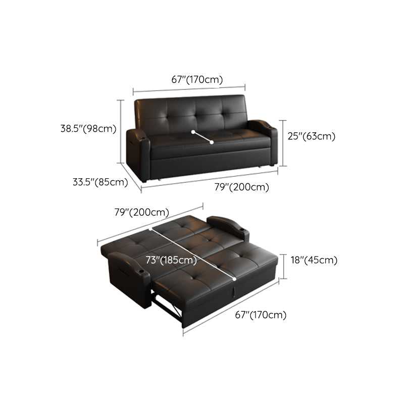 Scandinavian Convertible Sofas Black Tufted Back Sleeper Sofa