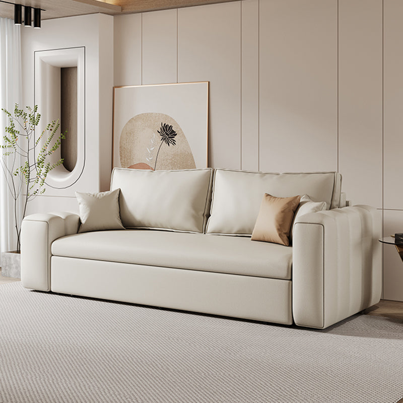 Scandinavian Folding Futon and Mattress Square Arms Futon Sleeper Sofa