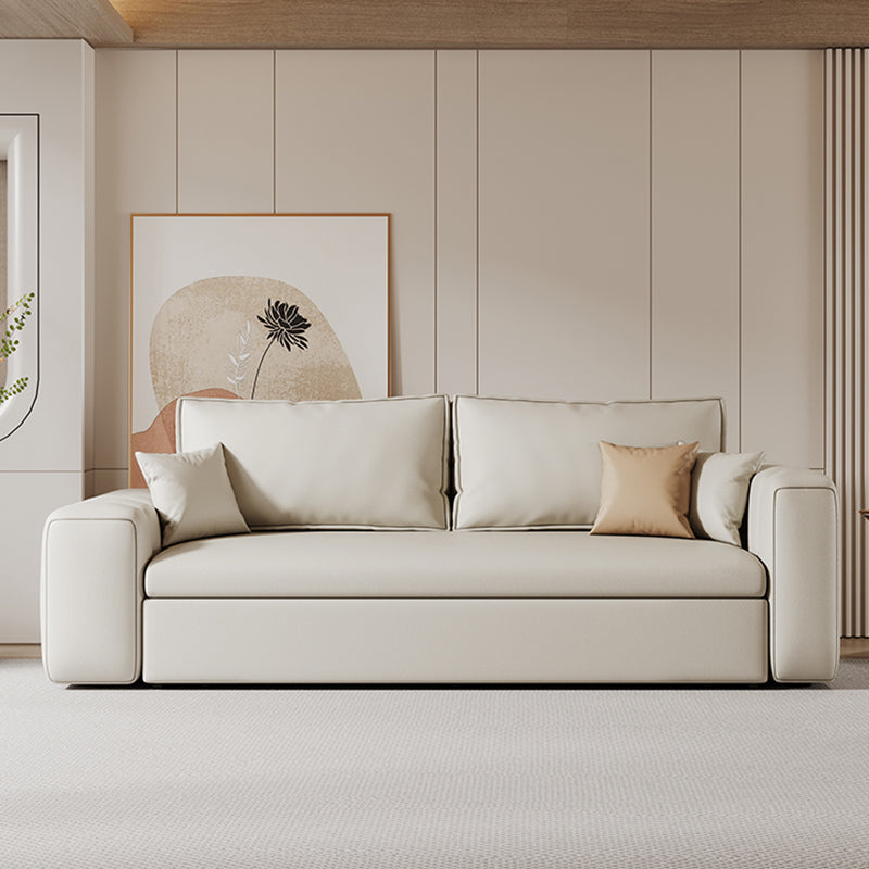 Scandinavian Folding Futon and Mattress Square Arms Futon Sleeper Sofa